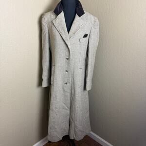 Vintage Jill Jr Wool Blend Long Coat Beige Tweed ILGWU Made USA